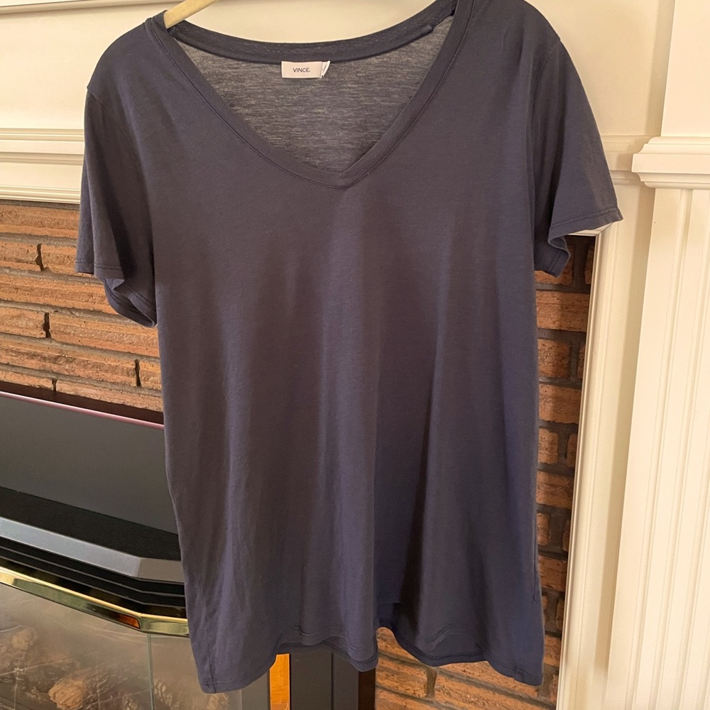 Vince Women's Deep Blue V-Neck Tee
